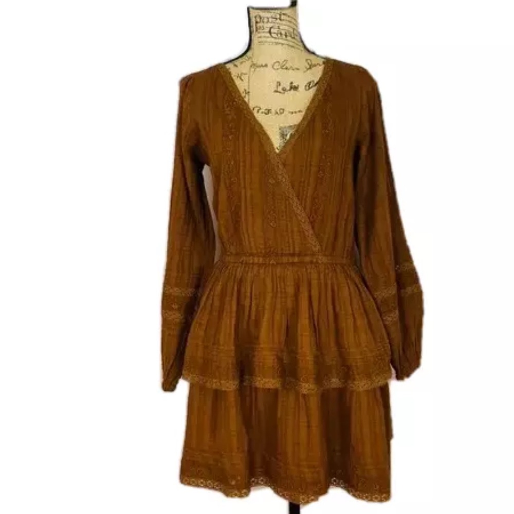 NWT American Eagle Outfitters Boho Layered Dress Brown